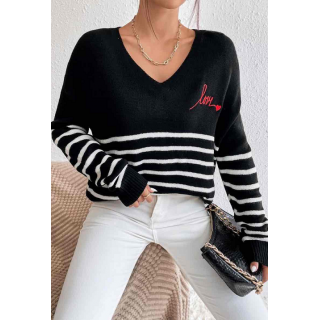 Pull maille "LOVE" col v 