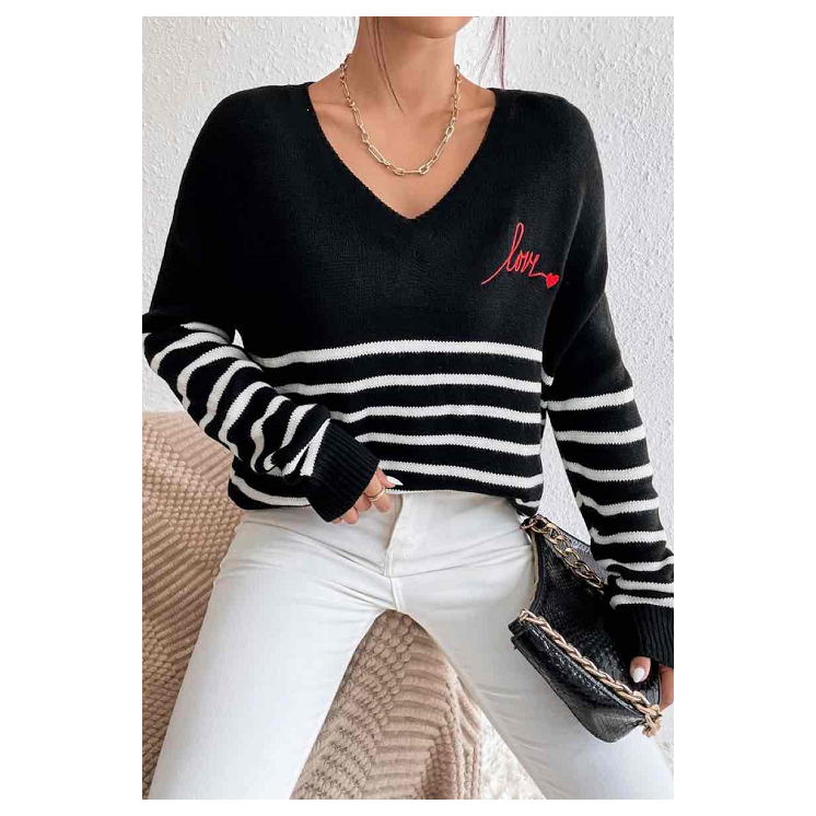 Pull maille "LOVE" col v 